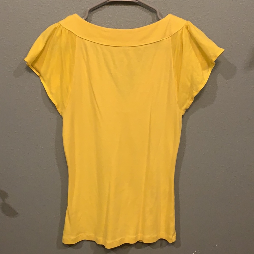 Express Sexy Basic Yellow V Neck Top - image 3